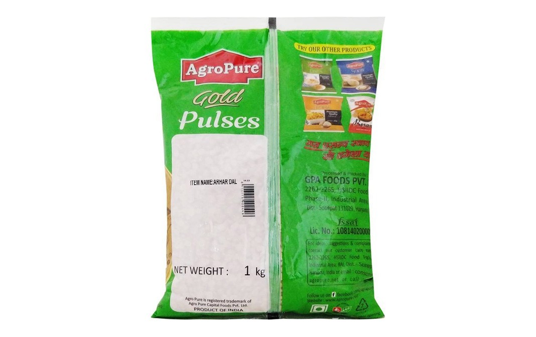 AgroPure Polished Arhar Dal (Split)    Pack  1 kilogram